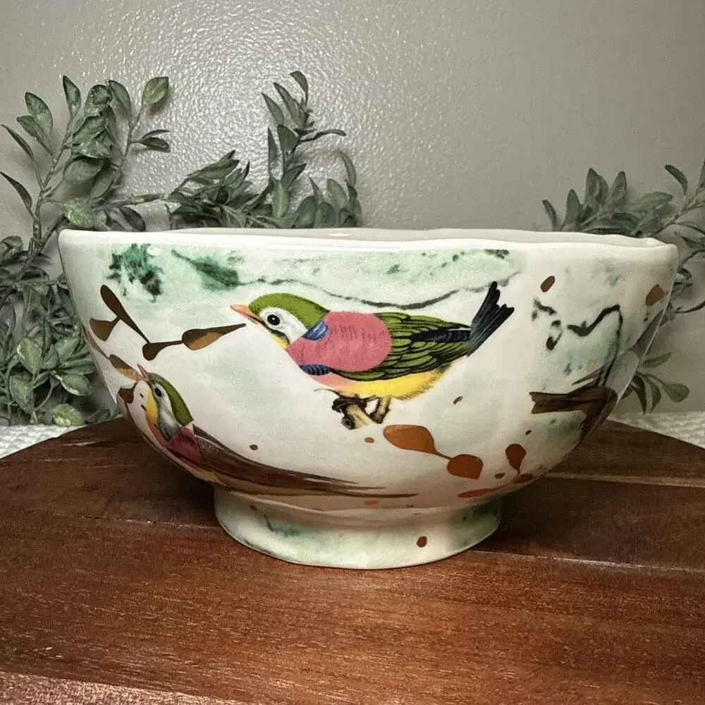 Anthropologie Rvan Hoffman Colorful Dreambirds 2015 Serving Bowl 7.5” Retired
